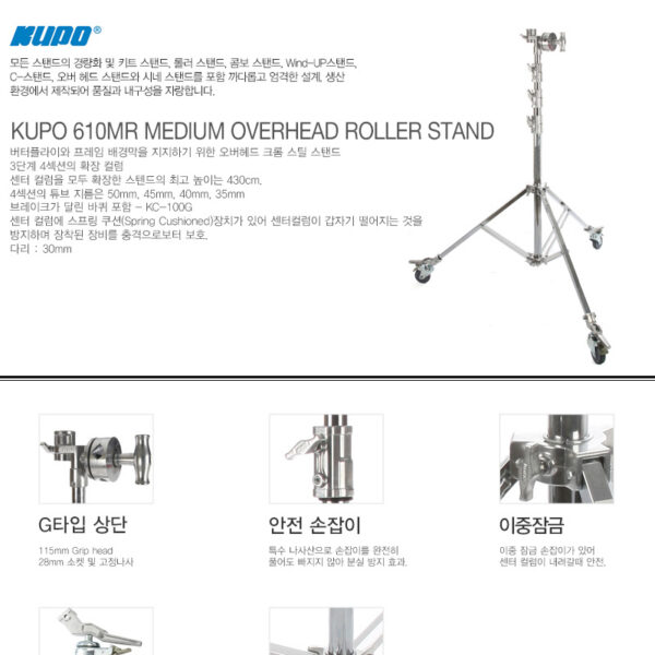 쿠포 KUPO 610MR MEDIUM OVERHEAD ROLLER STAND