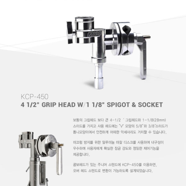 쿠포 KUPO KCP-450 4 1/2” Grip Head w/1 1/8” Spigot & Socket