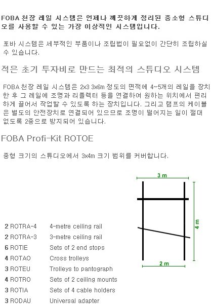 포바 ROTOE /Ceiling Rails Kit PROFI/베이직 레일 키트