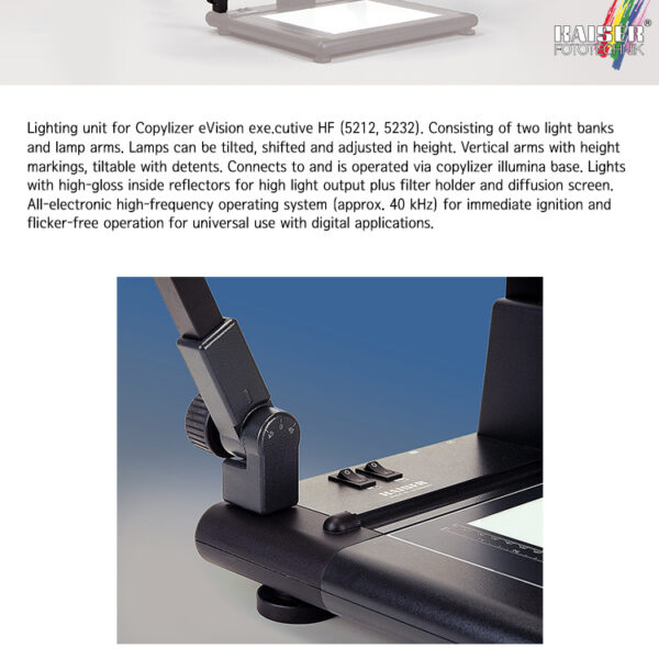 카이저 Lighting Units for Copylizer, 5281 /조명 2개, 램프 Arm 2개/색온도-5400 Kelvin, 램프-할로겐 55W 4개
