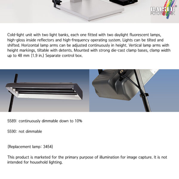 카이저 Lighting Units for R1 System, 5589 /조명 2개, 램프 Arm 2개/색온도-5400 Kelvin, 램프-55W 4개