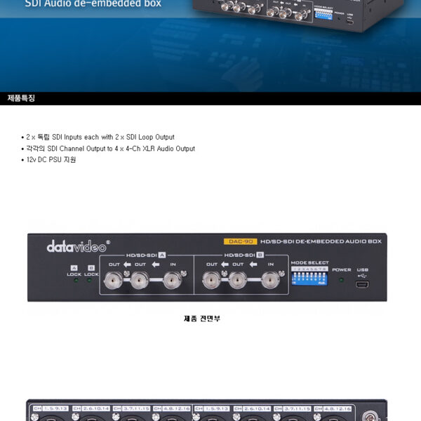 데이타비디오 DAC-90 컨버터 (SDI Audio de-embedded box)